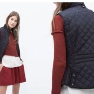 ZARA WOMAN | Blue Diamond Quilted Vest Size L